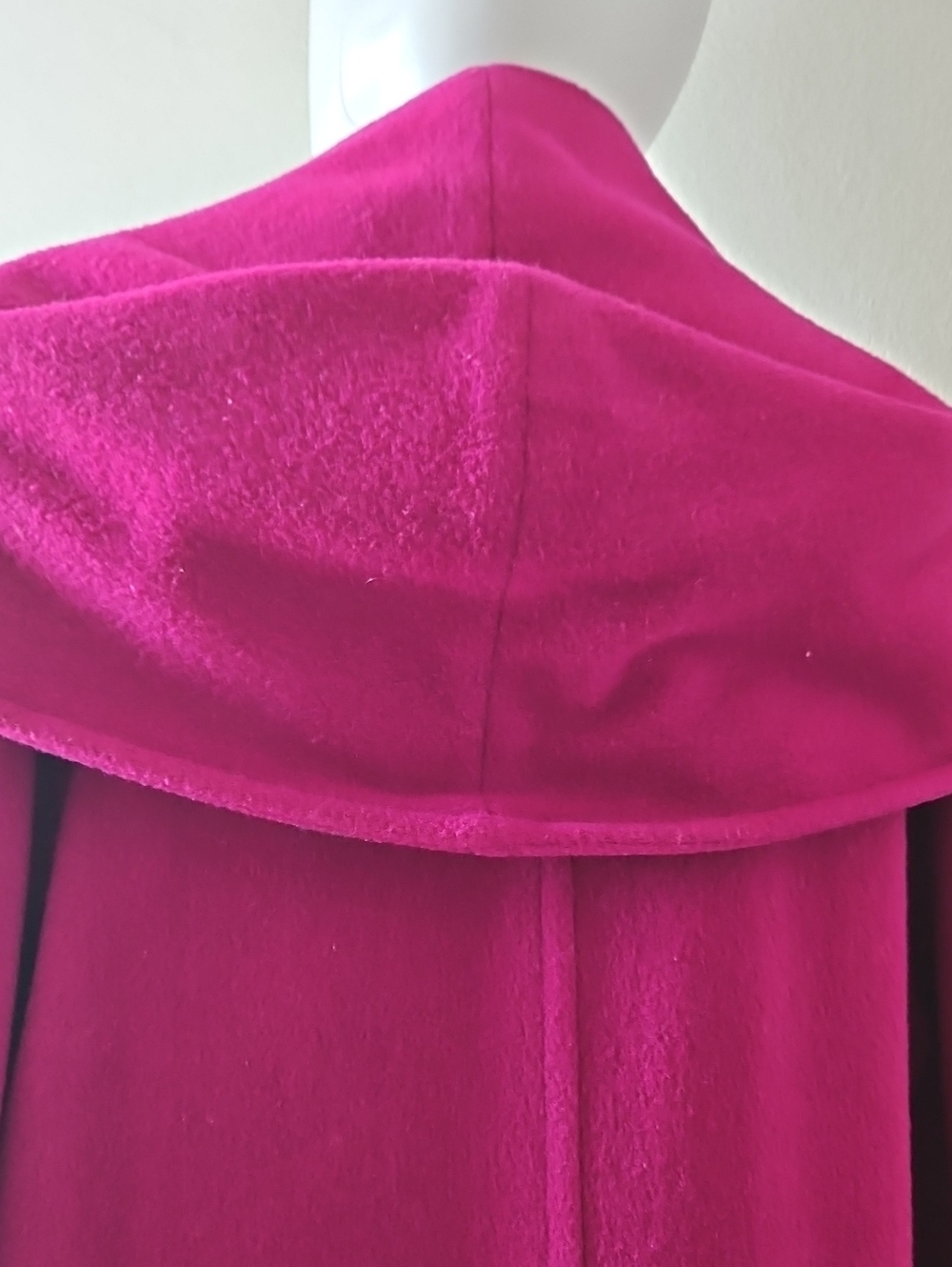 Lorovi Fuchsia Long Wool Coat with Oversized Collar Petite - Picture 5 of 8